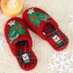 chaussons sapin noel rouge vue presentation