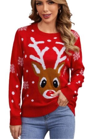 Pull en maille Femme Renne de Noël