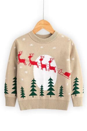 pull enfant belge traineau pere noel vue de face