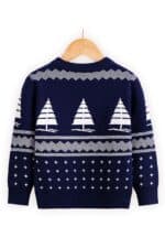 pull enfant bleu renne vue de dos