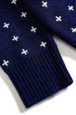 pull enfant bleu renne vue de la manche