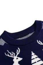 pull enfant bleu renne vue du col