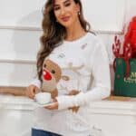 Pull Femme Blanc Reine de Noël