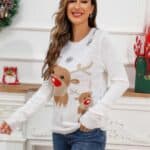 Pull Femme Blanc Reine de Noël