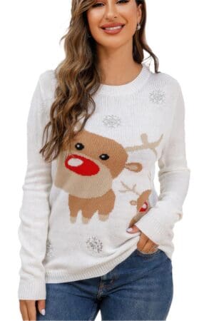 Pull Femme Blanc Reine de Noël