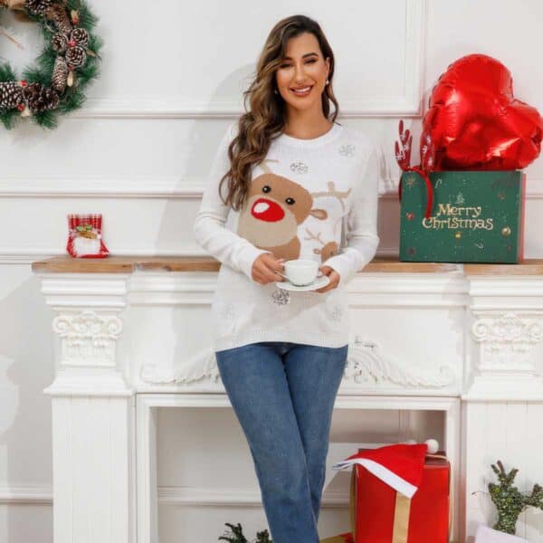 Pull Femme Blanc Reine de Noël