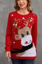 Pull Femme Guirlande et Renne de Noël