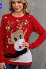 Pull Femme Guirlande et Renne de Noël