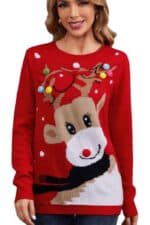 Pull Femme Guirlande et Renne de Noël