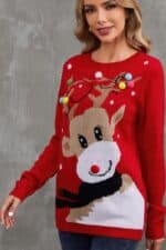 Pull Femme Guirlande et Renne de Noël