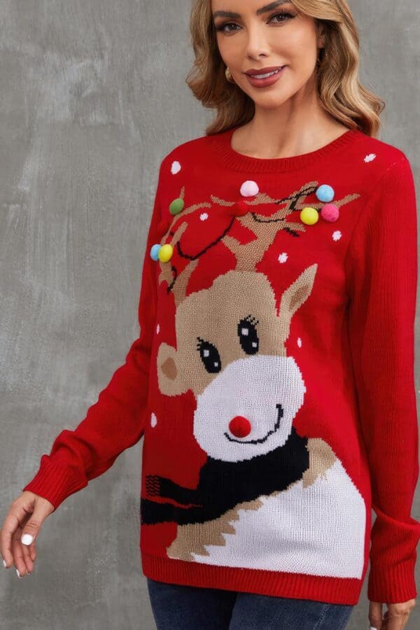 Pull Femme Guirlande et Renne de Noël