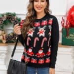 Pull Femme Noir Déco de Noël