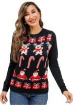 Pull Femme Noir Déco de Noël