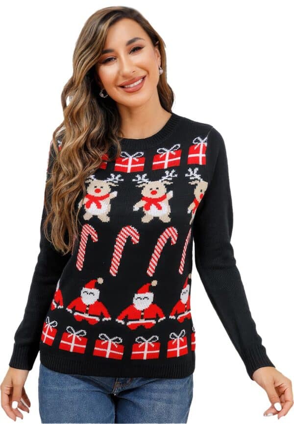 Pull Femme Noir Déco de Noël Pull Femme Noir Déco de Noël
