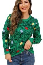 Pull Femme Vert Guirlande de Noël