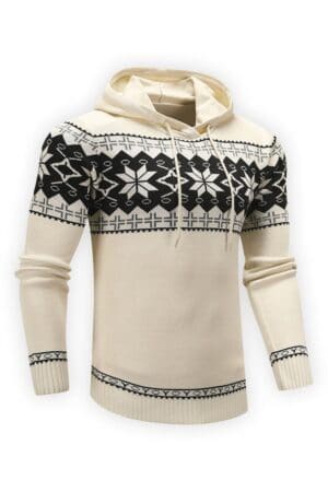 pull homme capuche blanc vue de cote