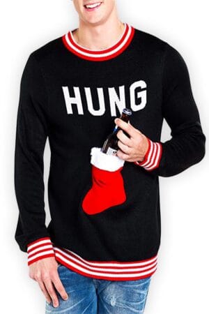 pull homme hung chausson noel vue de face
