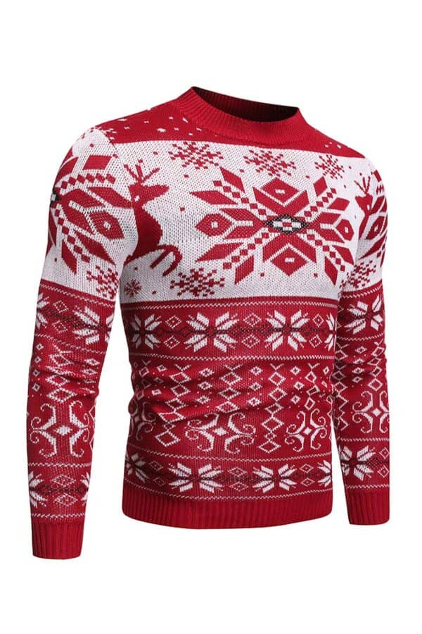 pull homme rouge noel vue de cote