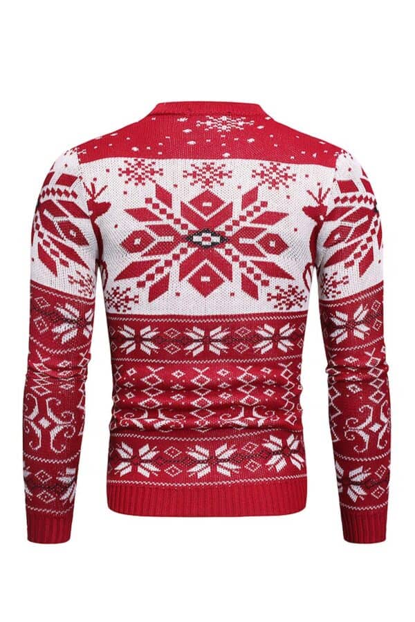 pull homme rouge noel vue de dos