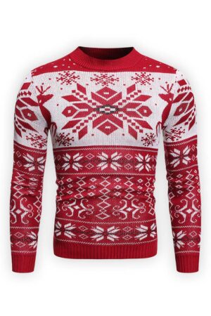 pull homme rouge noel vue de face