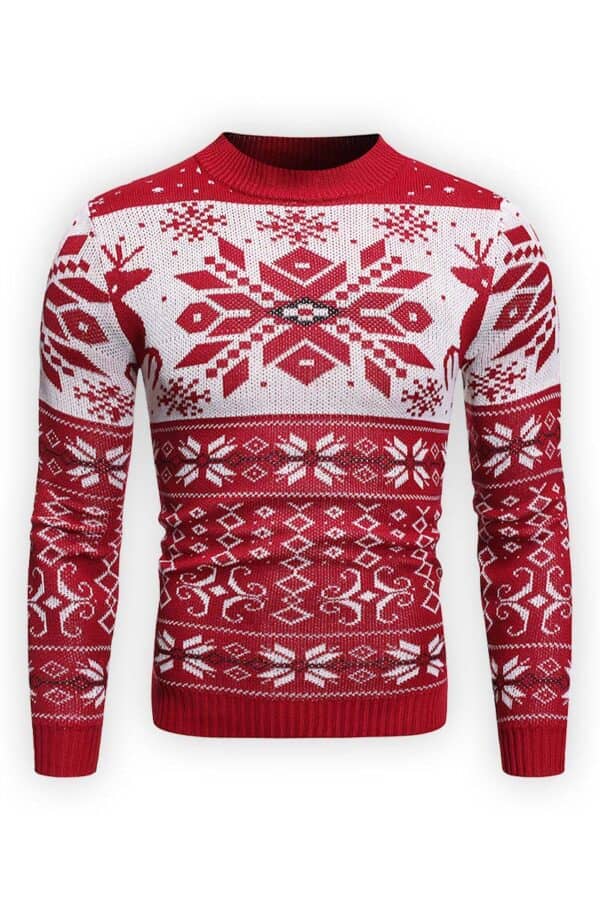 pull homme rouge noel vue de face