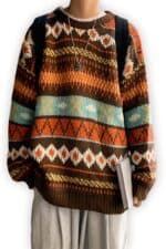 pull moche vintage jacquard unisex vue de face
