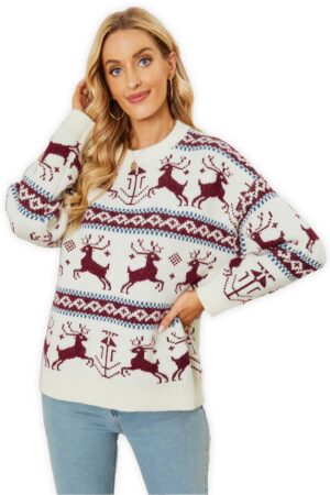 Pull Noël Blanc Rennes de Noël