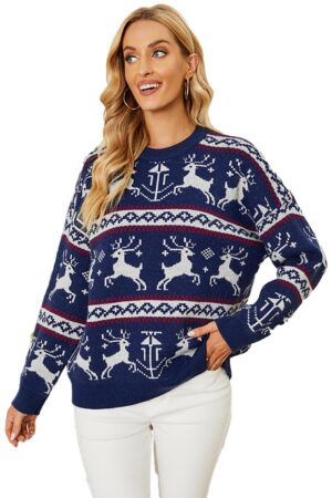 Pull Noël Bleu Rennes de Noël