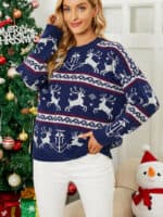 Pull Noël Bleu Rennes de Noël