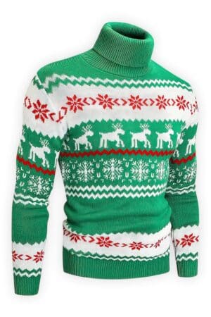 pull noel col roule vert rennes vue de cote