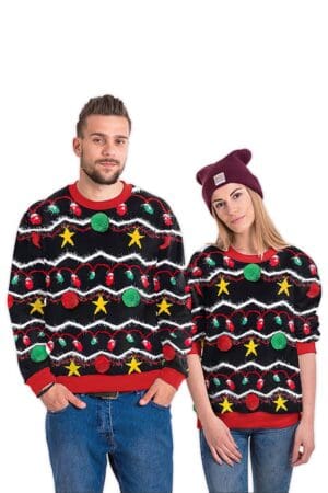 pull noel couple guirlande