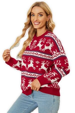 Pull Noël Rouge Rennes de Noël