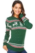 pull noel vert femme vue de face