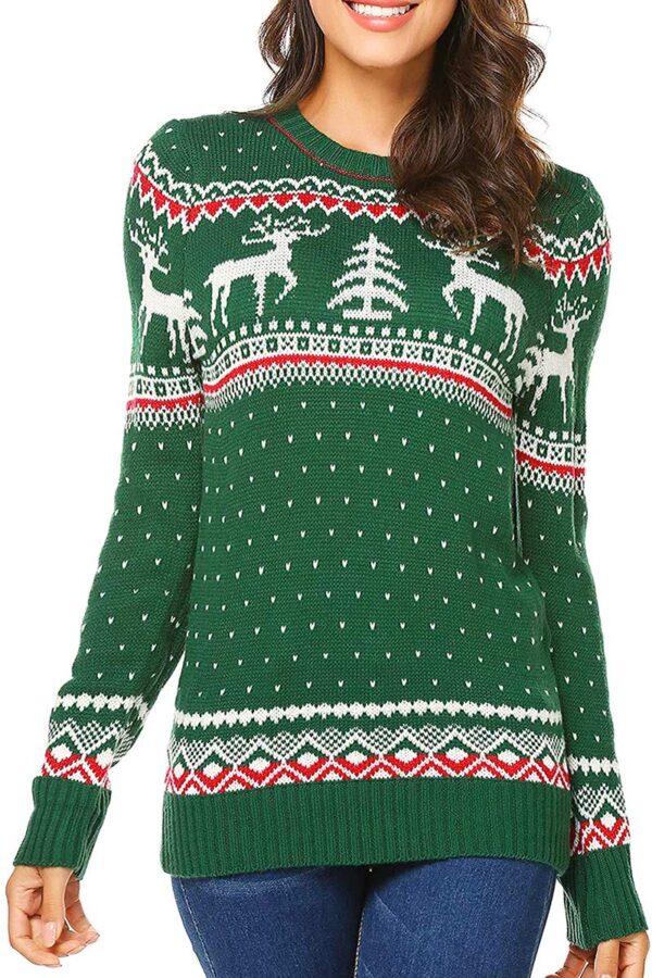 pull noel vert femme vue de face2