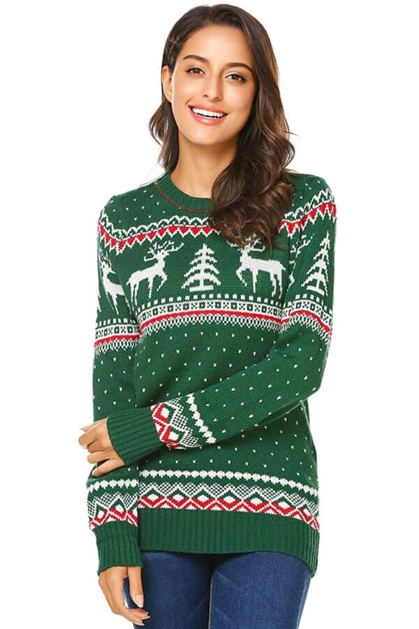 pull noel vert femme vue de face3