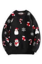 pull noir santa claus vue de face