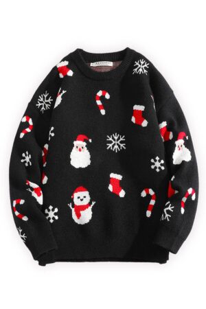 pull noir santa claus vue de face