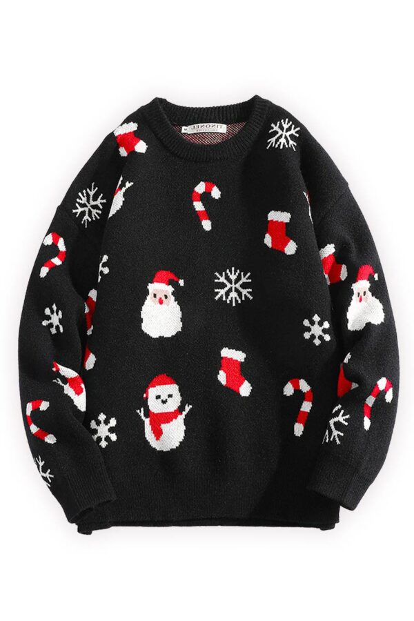 pull noir santa claus vue de face