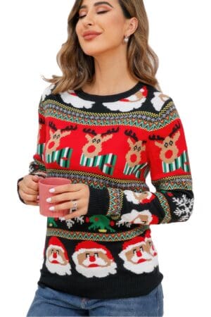 Pull Patchwork Femme Déco de Noël