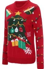 Pull Rouge Femme Sapin de Noël
