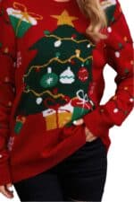 Pull Rouge Femme Sapin de Noël