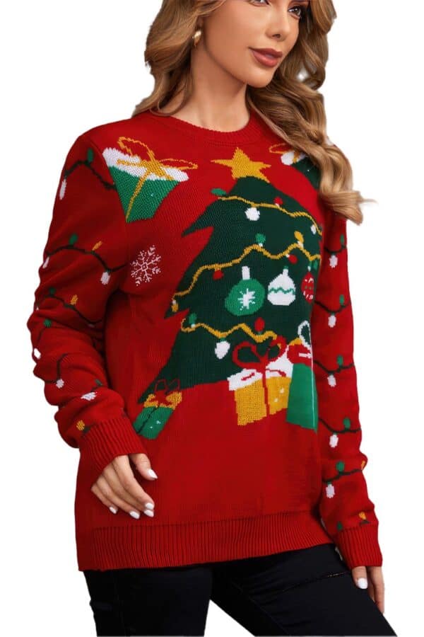 Pull Rouge Femme Sapin de Noël
