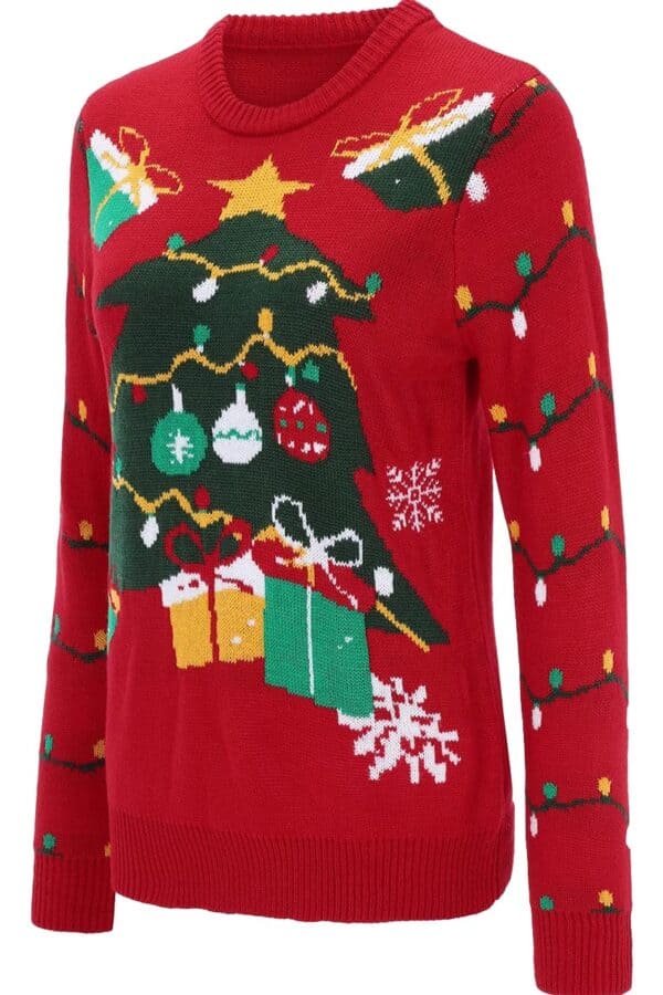Pull Rouge Femme Sapin de Noël
