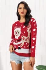 Pull Rouge Renne et Père Noël