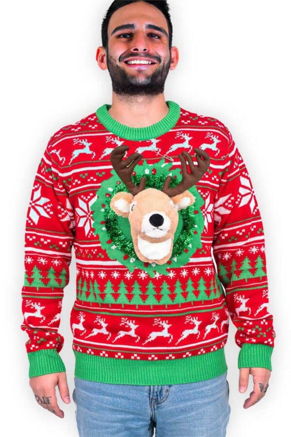 pull tete de renne homme 3d vue de face